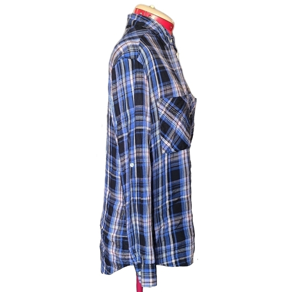 Express, Size S, Purplish Plaid Longsleeve Button-up (USE FOR FABRIC) - Picture 9 of 11